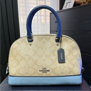 Coach Beige and Blue Signature Satchel